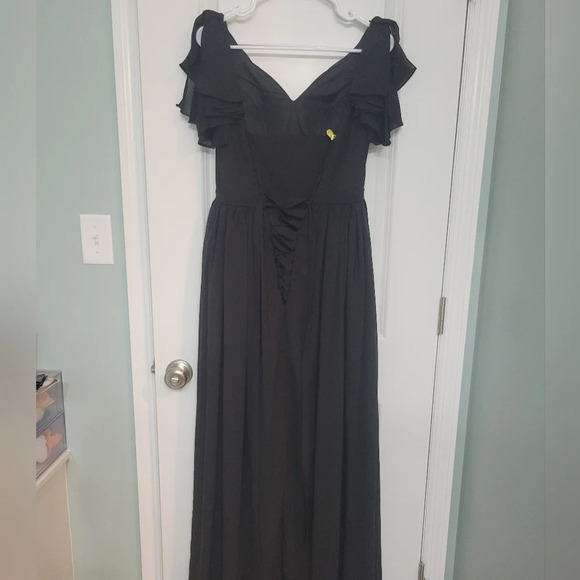 Black Women's Maxi Dress, Corset Back, Size M, Witchy, Whimsigoth, Bridesmaid - Picture 4 of 5
